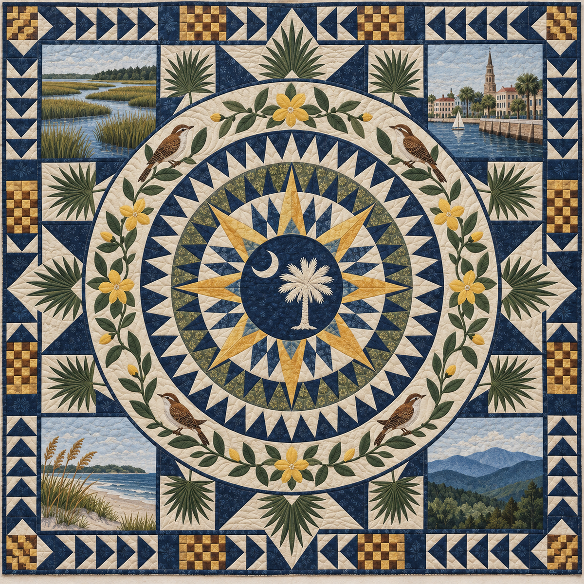 South Carolina Radiant Compass TD181026797 Quilt Blanket