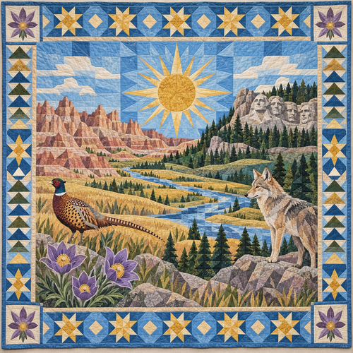 South Dakota Mosaic Horizons TD181026809 Quilt Blanket