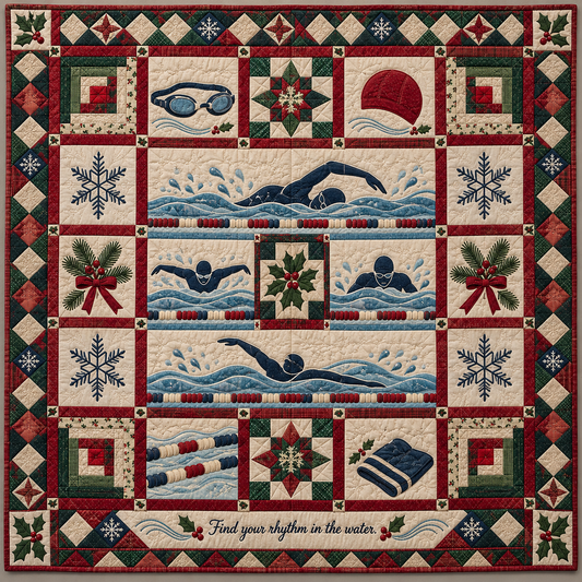 Swimming Holly Hearth Log Cabin Quilt Blanket