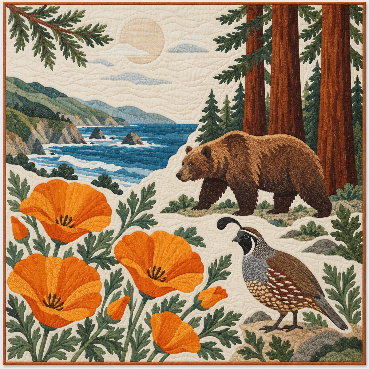 California Poppies And Redwoods TD181026124 Quilt Blanket