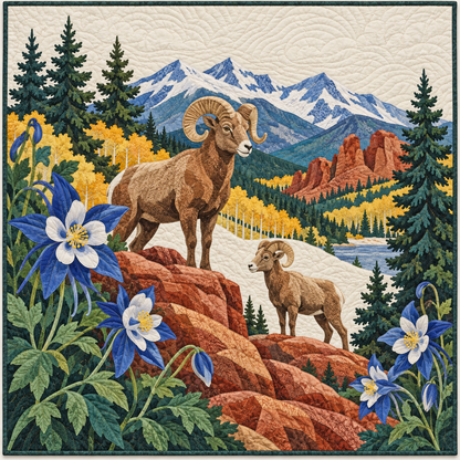 Colorado Columbine And Bighorn TD181026128 Quilt Blanket