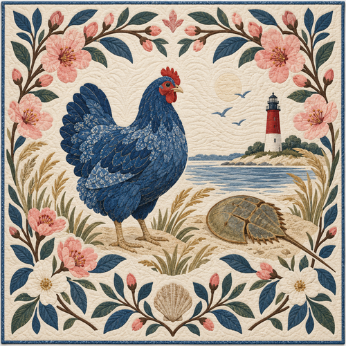Delaware Blue Hen Blossoms TD181026136 Quilt Blanket