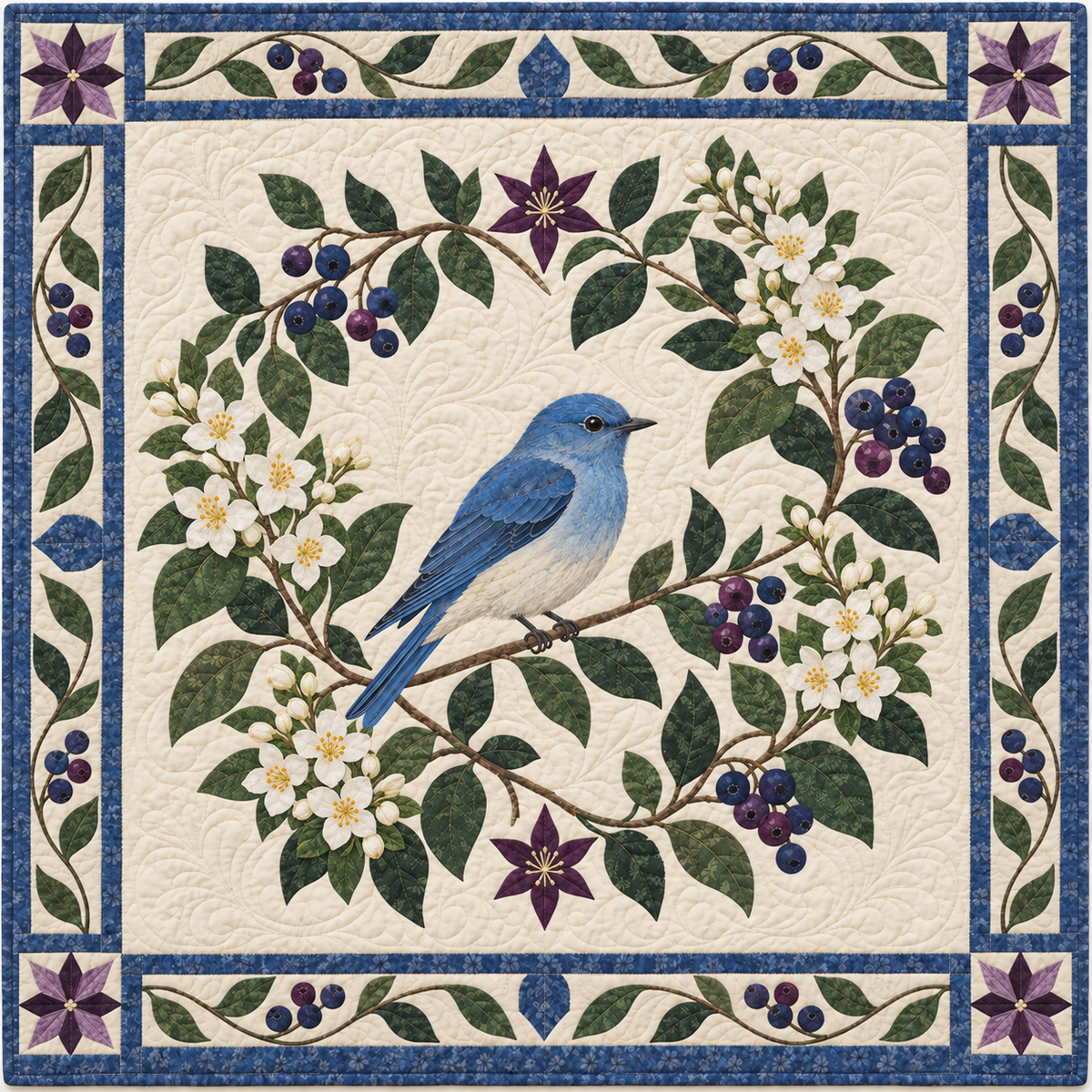 Idaho Bluebird And Syringa TD181026156 Quilt Blanket