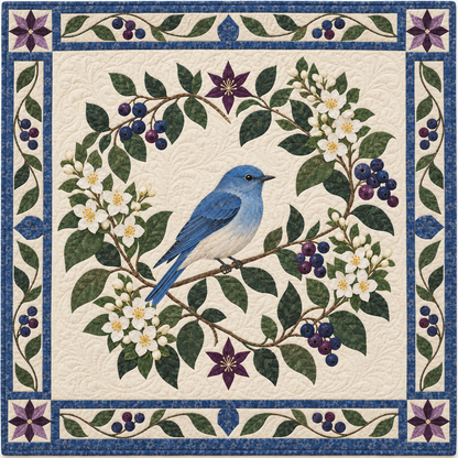 Idaho Bluebird And Syringa TD181026156 Quilt Blanket