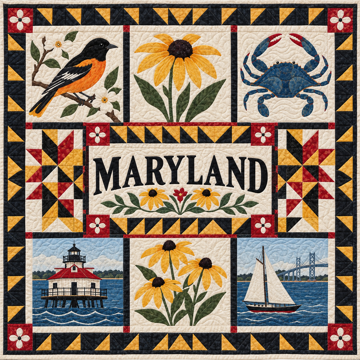 Maryland Maryland Mosaic TD181026198 Quilt Blanket