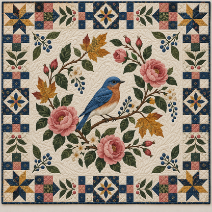 New York Bluebird And Roses TD181026257 Quilt Blanket