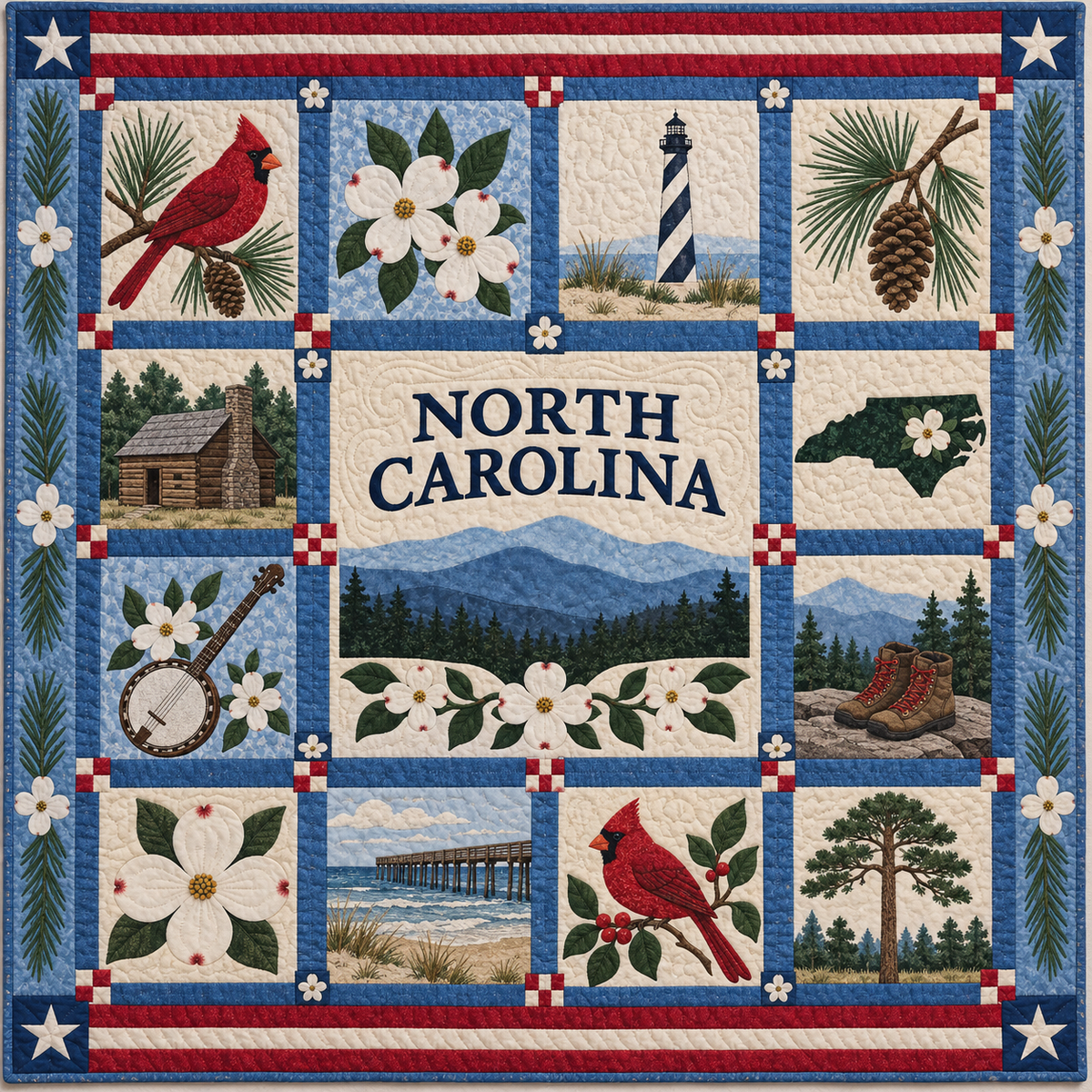 North Carolina Tar Heel Treasures TD181026265 Quilt Blanket