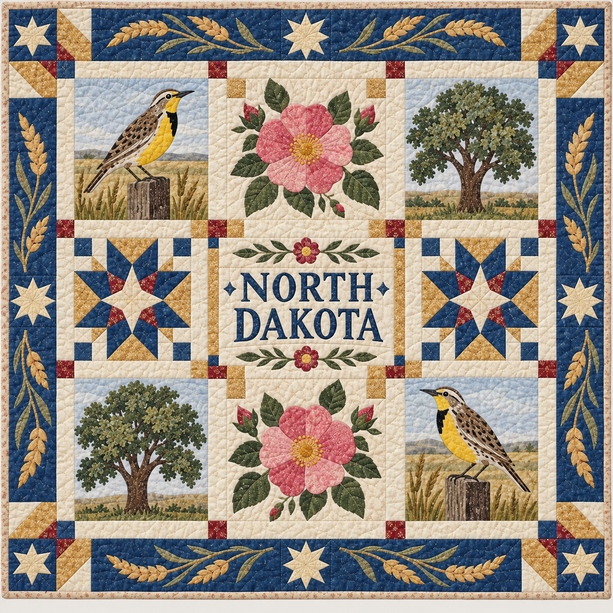 North Dakota Peace Garden Prairie TD181026269 Quilt Blanket