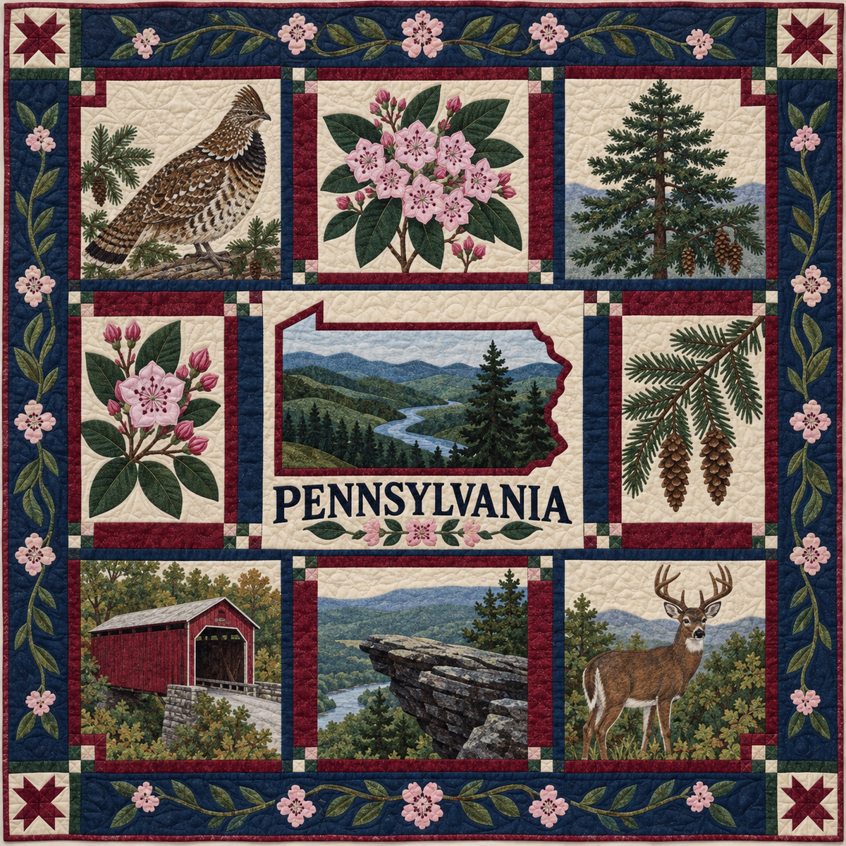 Pennsylvania Keystone Heirloom TD181026289 Quilt Blanket