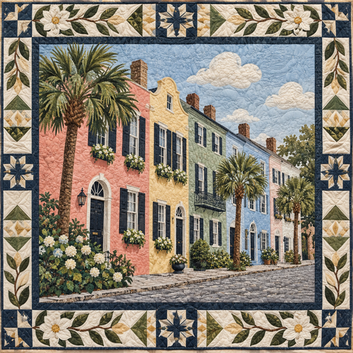 South Carolina Rainbow Row Stitches TD181026298 Quilt Blanket