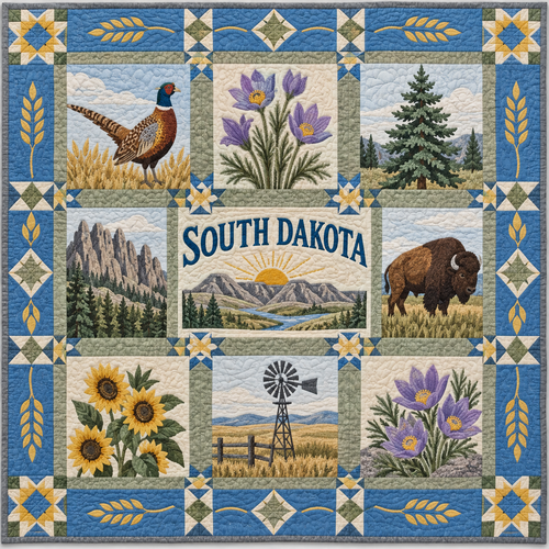 South Dakota Dakota Sunrise TD181026303 Quilt Blanket