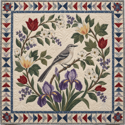 Tennessee Mockingbird And Iris TD181026306 Quilt Blanket