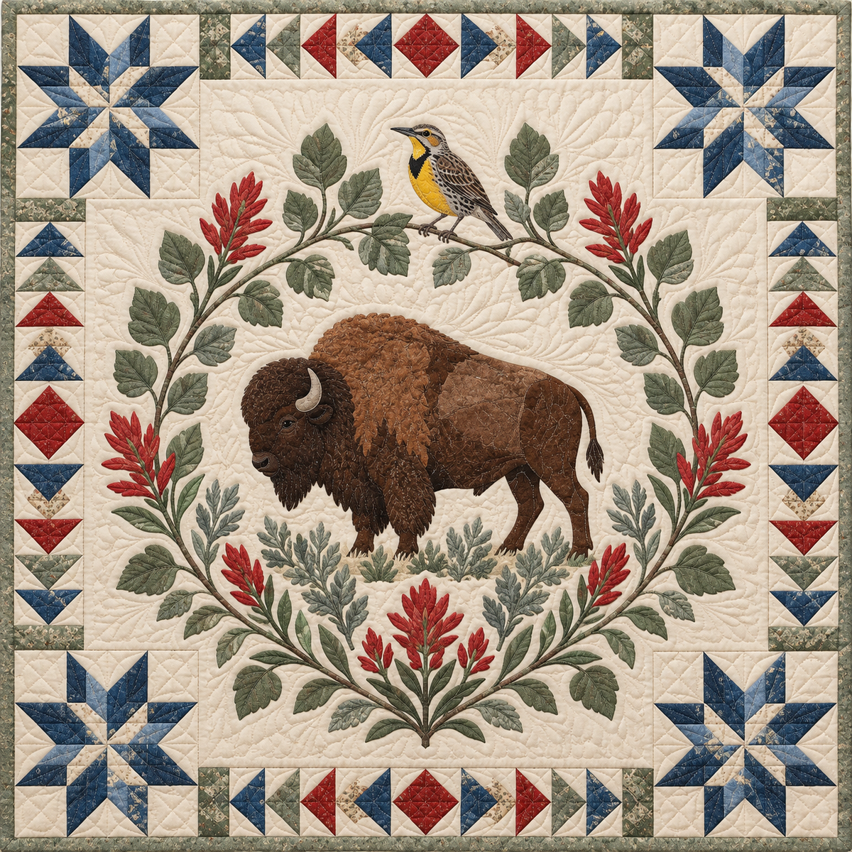 Wyoming Meadowlark Paintbrush TD181026347 Quilt Blanket