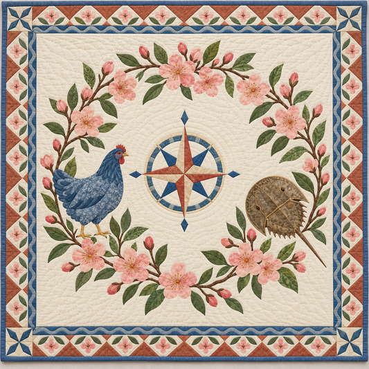 Delaware Peach blossom Garden quilt blanket