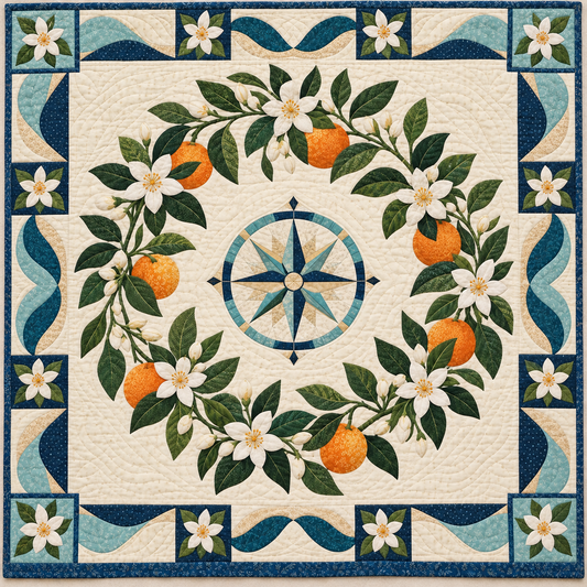 Florida Orange blossom Garden quilt blanket