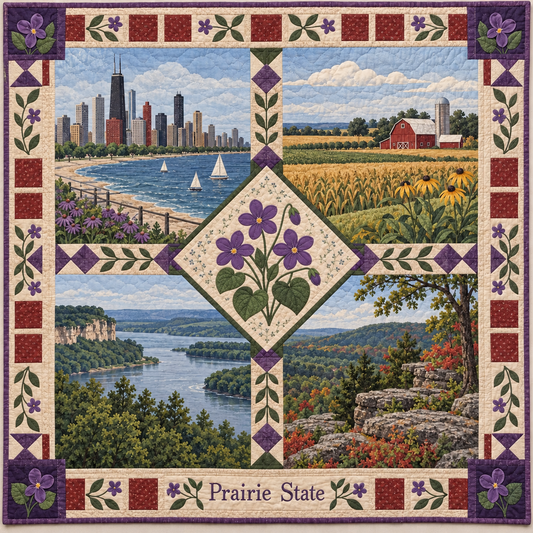 Illinois Prairie State Sampler quilt blanket
