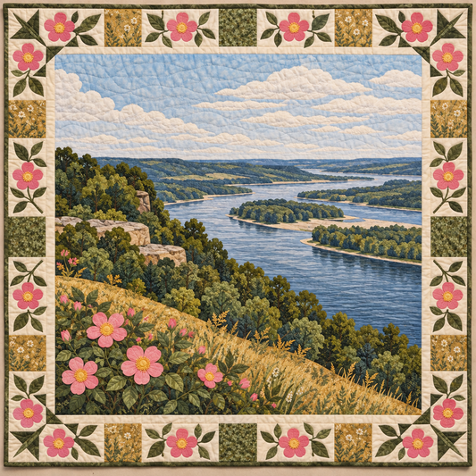 Iowa River Valley Wild Rose quilt blanket