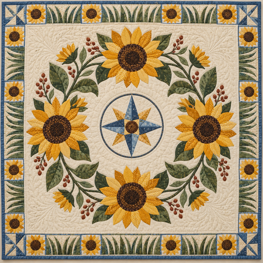 Kansas Sunflower Garden quilt blanket