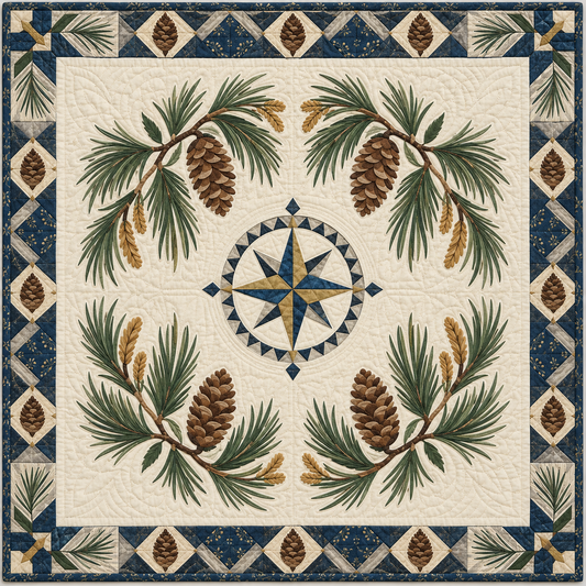 Maine Pine Tassel Medallion quilt blanket