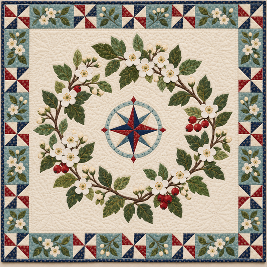Missouri Hawthorn blossom Garden quilt blanket