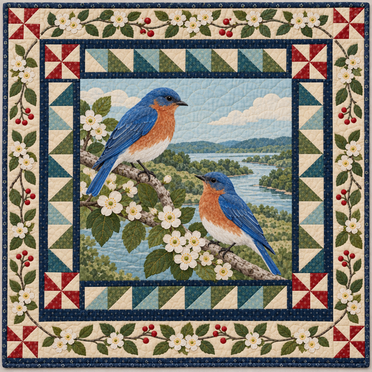 Missouri Bluebird Springwater quilt blanket