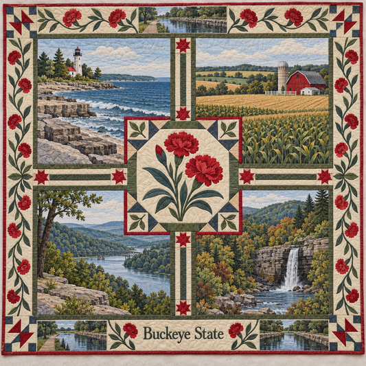 Ohio Buckeye State Sampler quilt blanket