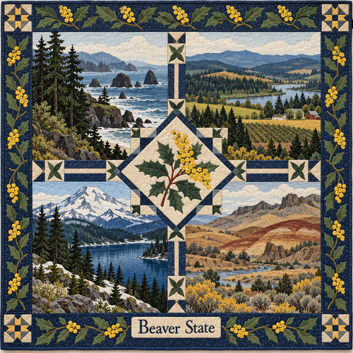 Oregon Beaver State Sampler quilt blanket