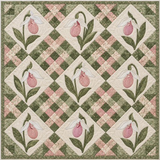 Minnesota Lady Slipper Chain Quilt Blanket