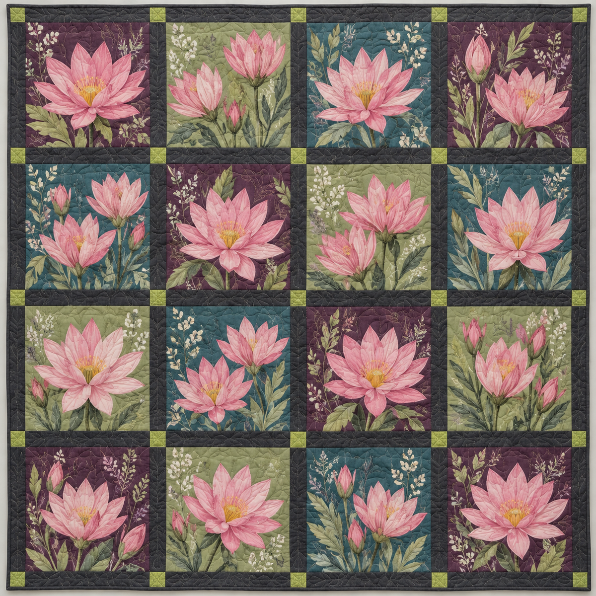 Montana Bitterroot Mosaic Quilt Blanket