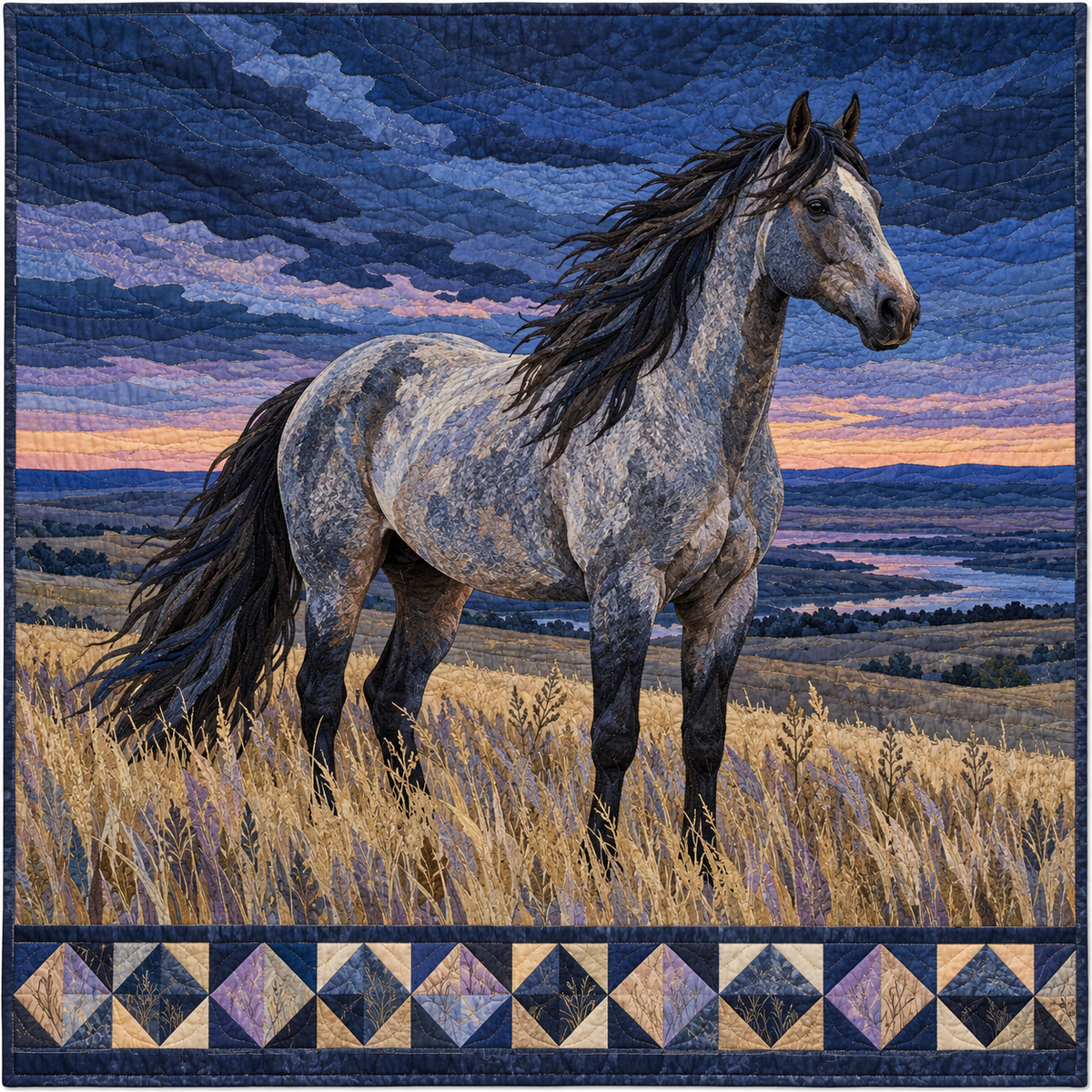 North Dakota Nokota Twilight Quilt Blanket