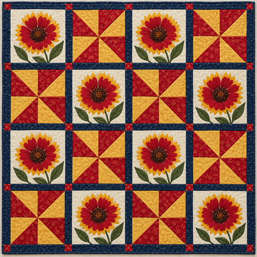 Oklahoma Firewheel Pinwheels Quilt Blanket