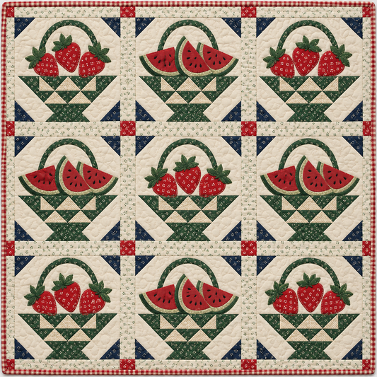 Oklahoma Summer Fruit Baskets Quilt Blanket