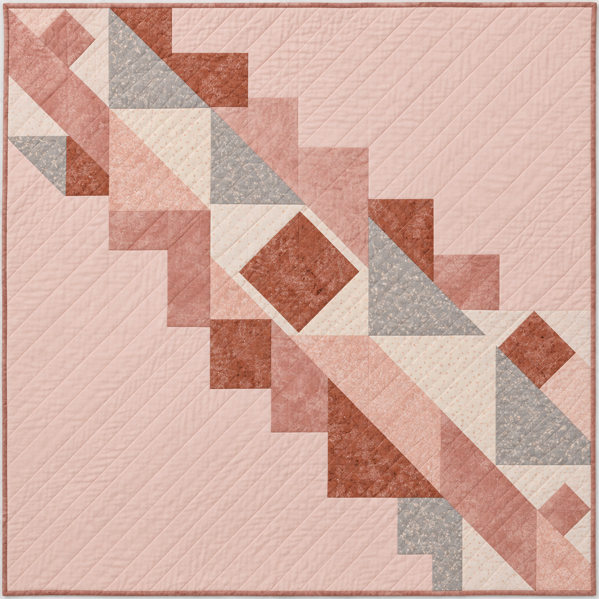 South Dakota Rose Quartz Steps Quilt Blanket