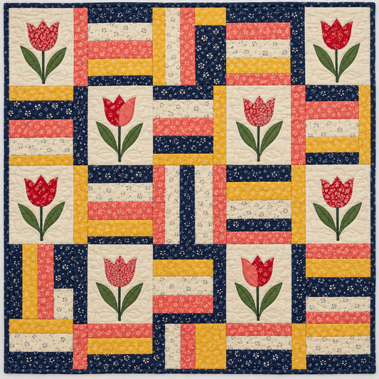Washington Tulip Fence Rails Quilt Blanket