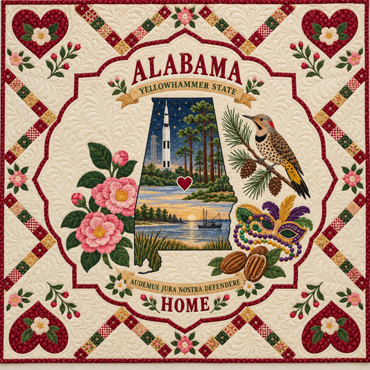 Alabama Home Map Quilt Blanket