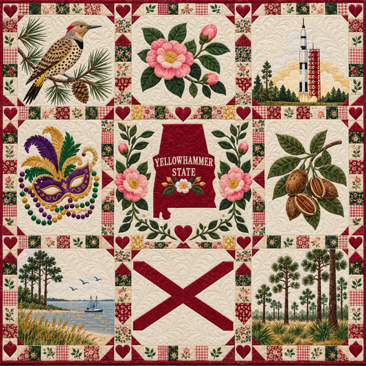 Alabama Camellia Garden Quilt Blanket