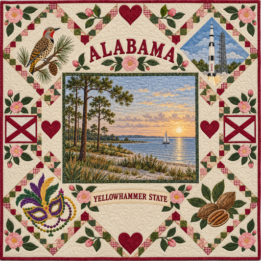 Alabama Mobile Bay Sunset Quilt Blanket
