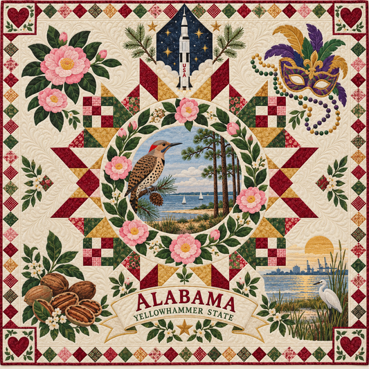 Alabama Yellowhammer Medallion Quilt Blanket