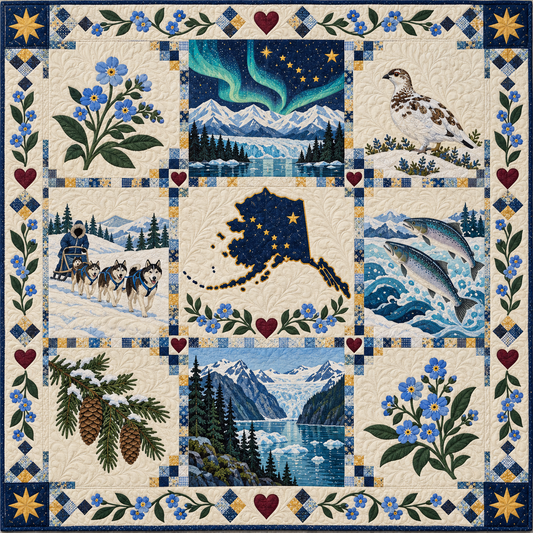 Alaska Forget Me Not Wildlife Quilt Blanket