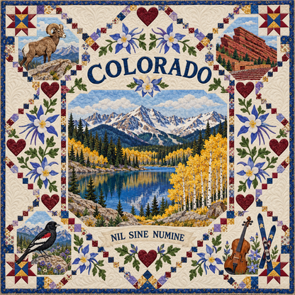 Colorado Alpine Lake and Aspens Quilt Blanket
