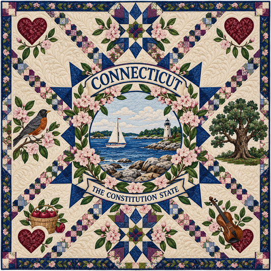 Connecticut Coastal Star Medallion Quilt Blanket