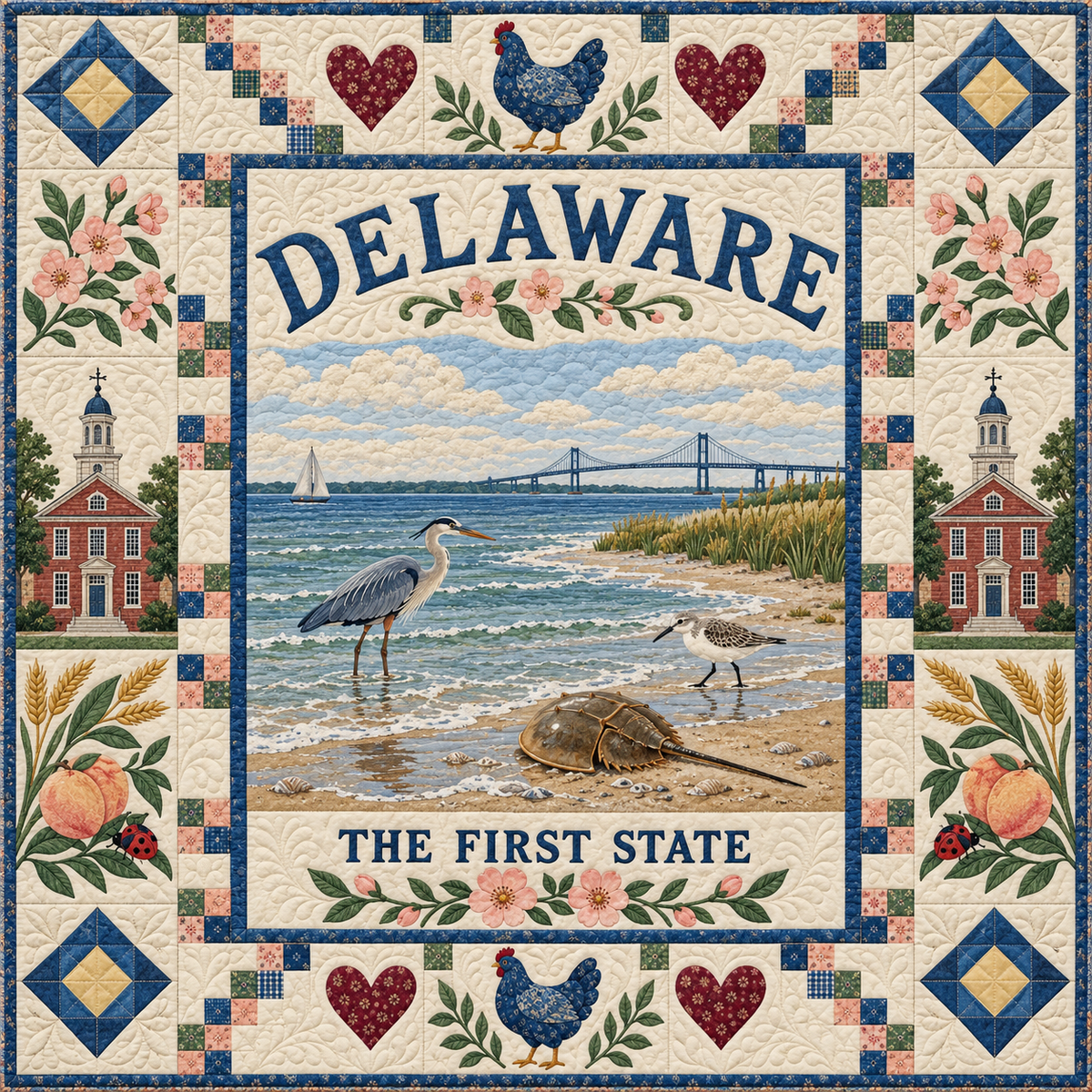 Delaware Delaware Bay Shore Quilt Blanket