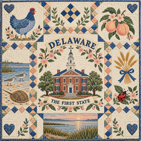 Delaware First State Heritage Quilt Blanket
