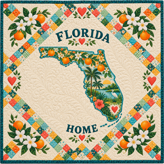Florida Home Map Quilt Blanket