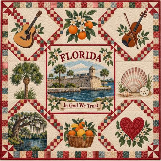 Florida Sunshine State Heritage Quilt Blanket
