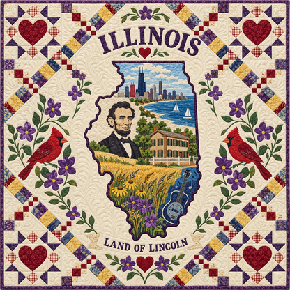 Illinois Home Map Quilt Blanket