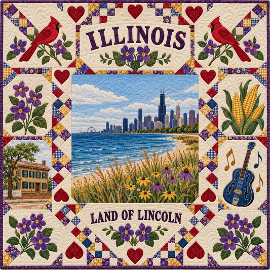 Illinois Lakefront Prairie Quilt Blanket