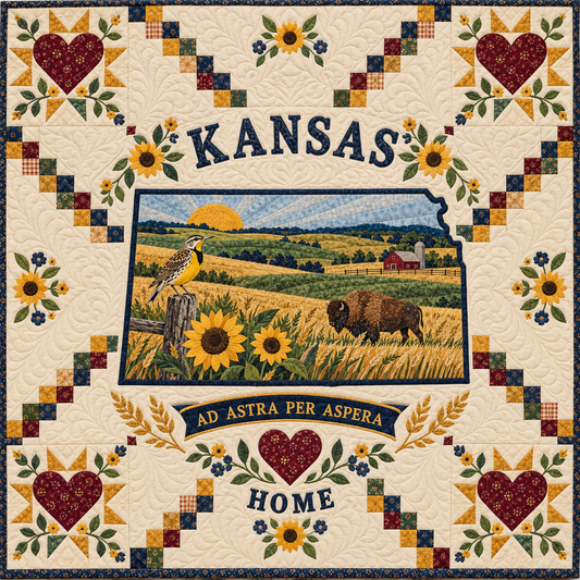 Kansas Home Map Quilt Blanket