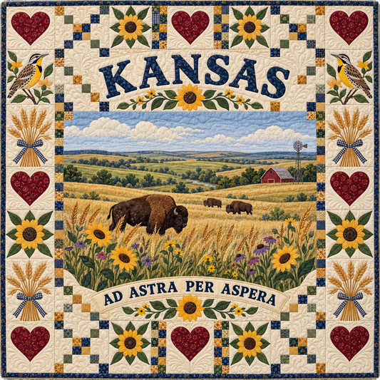 Kansas Flint Hills Bison Quilt Blanket