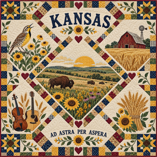 Kansas Prairie Harvest Heritage Quilt Blanket